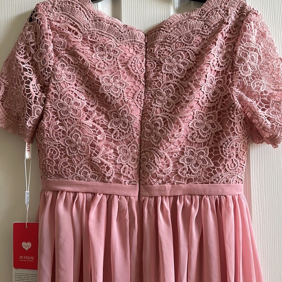 A-line V-Neck Floor-Length Chiffon Lace Bridesmaid Dress - Picture 3 of 4